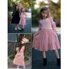Arshiner Girls Velvet Tiered Dress Long Sleeve Crew Neck Elegant Tween Twirly Dresses for 6-13 Years(Pink)