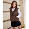 Arshiner Girls Winter Zipper Puffer Vest Lightweight Sleeveless Outwear Puffy Vests for 5-12 Years Old(Brown)