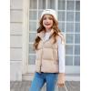 Arshiner Girls Winter Zipper Puffer Vest Lightweight Sleeveless Outwear Puffy Vests for 5-12 Years Old(Khaki)