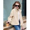 Arshiner Girls Zip Up Fleece Jacket Fall Winter Sherpa Sweatshirts Warm Outwear Crop Coat with Pockets(Apricot)