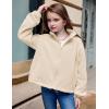 Arshiner Girls Zip Up Fleece Jacket Fall Winter Sherpa Sweatshirts Warm Outwear Crop Coat with Pockets(Apricot)