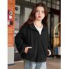Arshiner Girls Zip Up Fleece Jacket Fall Winter Sherpa Sweatshirts Warm Outwear Crop Coat with Pockets(Black)