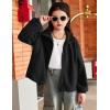 Arshiner Girls Zip Up Fleece Jacket Fall Winter Sherpa Sweatshirts Warm Outwear Crop Coat with Pockets(Black)