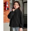 Arshiner Girls Zip Up Fleece Jacket Fall Winter Sherpa Sweatshirts Warm Outwear Crop Coat with Pockets(Black)