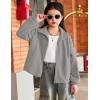 Arshiner Girls Zip Up Fleece Jacket Fall Winter Sherpa Sweatshirts Warm Outwear Crop Coat with Pockets(Grey)