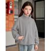 Arshiner Girls Zip Up Fleece Jacket Fall Winter Sherpa Sweatshirts Warm Outwear Crop Coat with Pockets(Grey)
