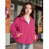 Arshiner Girls Zip Up Fleece Jacket Fall Winter Sherpa Sweatshirts Warm Outwear Crop Coat with Pockets(Hot Pink)