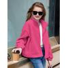 Arshiner Girls Zip Up Fleece Jacket Fall Winter Sherpa Sweatshirts Warm Outwear Crop Coat with Pockets(Hot Pink)