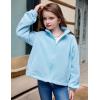 Arshiner Girls Zip Up Fleece Jacket Fall Winter Sherpa Sweatshirts Warm Outwear Crop Coat with Pockets(Light Blue)