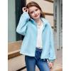 Arshiner Girls Zip Up Fleece Jacket Fall Winter Sherpa Sweatshirts Warm Outwear Crop Coat with Pockets(Light Blue)