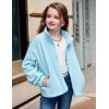 Arshiner Girls Zip Up Fleece Jacket Fall Winter Sherpa Sweatshirts Warm Outwear Crop Coat with Pockets(Light Blue)