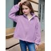 Arshiner Girls Zip Up Fleece Jacket Fall Winter Sherpa Sweatshirts Warm Outwear Crop Coat with Pockets(Lilac)