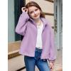 Arshiner Girls Zip Up Fleece Jacket Fall Winter Sherpa Sweatshirts Warm Outwear Crop Coat with Pockets(Lilac)