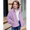 Arshiner Girls Zip Up Fleece Jacket Fall Winter Sherpa Sweatshirts Warm Outwear Crop Coat with Pockets(Lilac)