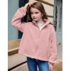 Arshiner Girls Zip Up Fleece Jacket Fall Winter Sherpa Sweatshirts Warm Outwear Crop Coat with Pockets(Pink)