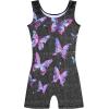 Arshiner Leotards for Girls Gymnastics with Shorts Color Gradient Shiny Diamond Kids Biketard(Black Butterfly)