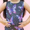 Arshiner Leotards for Girls Gymnastics with Shorts Color Gradient Shiny Diamond Kids Biketard(Black Butterfly)