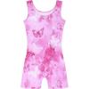 Arshiner Leotards for Girls Gymnastics with Shorts Color Gradient Shiny Diamond Kids Biketard(Pink Butterfly)