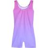Arshiner Leotards for Girls Gymnastics with Shorts Color Gradient Shiny Diamond Kids Biketard(Pink Purple)