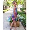 Arshiner Leotards for Girls Gymnastics with Shorts Color Gradient Shiny Diamond Kids Biketard(Rose Blue Marble)