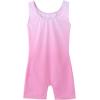 Arshiner Leotards for Girls Gymnastics with Shorts Color Gradient Shiny Diamond Kids Biketard(Shiny Pink)