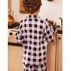 Arshiner Pajamas Set for Girls Plaid Long Sleeve Lounge Set Button Down Pj Sets(Black White Plaid)