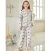 Arshiner Pajamas Set for Girls Plaid Long Sleeve Lounge Set Button Down Pj Sets(Blue Striped Teddy)