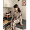 Arshiner Pajamas Set for Girls Plaid Long Sleeve Lounge Set Button Down Pj Sets(Brown Leopard)