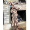 Arshiner Pajamas Set for Girls Plaid Long Sleeve Lounge Set Button Down Pj Sets(Brown Leopard)