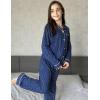 Arshiner Pajamas Set for Girls Plaid Long Sleeve Lounge Set Button Down Pj Sets(Dark Blue Polka Dots)