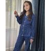 Arshiner Pajamas Set for Girls Plaid Long Sleeve Lounge Set Button Down Pj Sets(Dark Blue Polka Dots)