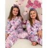 Arshiner Pajamas Set for Girls Plaid Long Sleeve Lounge Set Button Down Pj Sets(Horses Tie Dye)