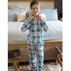 Arshiner Pajamas Set for Girls Plaid Long Sleeve Lounge Set Button Down Pj Sets(Light Blue Plaid)