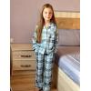 Arshiner Pajamas Set for Girls Plaid Long Sleeve Lounge Set Button Down Pj Sets(Light Blue Plaid)