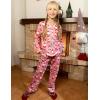 Arshiner Pajamas Set for Girls Plaid Long Sleeve Lounge Set Button Down Pj Sets(Pink Christmas)