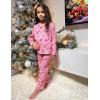 Arshiner Pajamas Set for Girls Plaid Long Sleeve Lounge Set Button Down Pj Sets(Pink Flower)