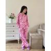 Arshiner Pajamas Set for Girls Plaid Long Sleeve Lounge Set Button Down Pj Sets(Pink Flower)