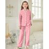 Arshiner Pajamas Set for Girls Plaid Long Sleeve Lounge Set Button Down Pj Sets(Pink Heart)