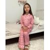 Arshiner Pajamas Set for Girls Plaid Long Sleeve Lounge Set Button Down Pj Sets(Pink Heart)