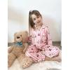 Arshiner Pajamas Set for Girls Plaid Long Sleeve Lounge Set Button Down Pj Sets(Pink Striped Teddy)