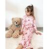 Arshiner Pajamas Set for Girls Plaid Long Sleeve Lounge Set Button Down Pj Sets(Pink Striped Teddy)