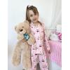 Arshiner Pajamas Set for Girls Plaid Long Sleeve Lounge Set Button Down Pj Sets(Pink Striped Teddy)