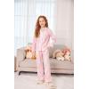 Arshiner Pajamas Set for Girls Plaid Long Sleeve Lounge Set Button Down Pj Sets(Pink Stripes)