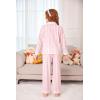 Arshiner Pajamas Set for Girls Plaid Long Sleeve Lounge Set Button Down Pj Sets(Pink Stripes)