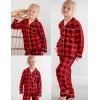 Arshiner Pajamas Set for Girls Plaid Long Sleeve Lounge Set Button Down Pj Sets(Red Black Plaid)