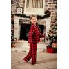 Arshiner Pajamas Set for Girls Plaid Long Sleeve Lounge Set Button Down Pj Sets(Red Black Plaid)
