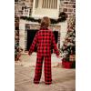 Arshiner Pajamas Set for Girls Plaid Long Sleeve Lounge Set Button Down Pj Sets(Red Black Plaid)