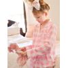 Arshiner Pajamas Set for Girls Plaid Long Sleeve Lounge Set Button Down Pj Sets(White Pink Plaid)