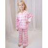 Arshiner Pajamas Set for Girls Plaid Long Sleeve Lounge Set Button Down Pj Sets(White Pink Plaid)