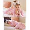 Arshiner Pajamas Set for Girls Plaid Long Sleeve Lounge Set Button Down Pj Sets(White Pink Plaid)